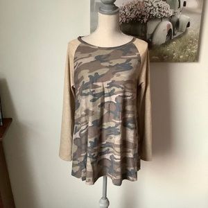 Camouflage long sleeve top